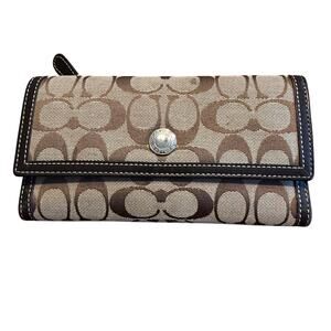 Vintage Coach 1941 signature logo wallet tan canvas & brown leather trifold